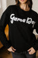 Black Chenille Game Day Graphic Drop Shoulder Sweatshirt
