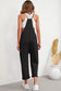 Rose Red Pocketed Adjustable Spaghetti Strap Straight Leg Jumpsuit