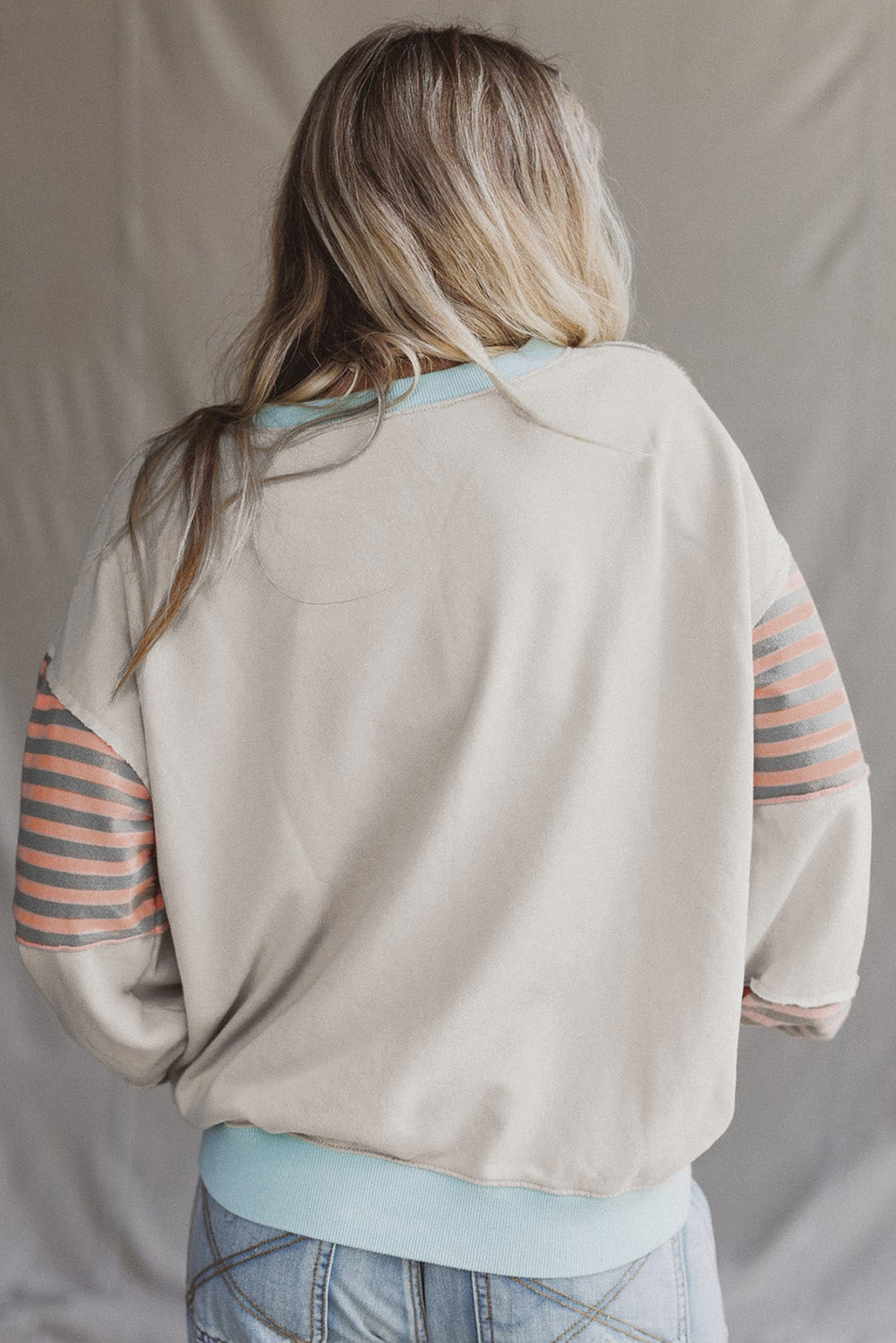 Striped Contrast Patchwork Oversized Sweatshirt