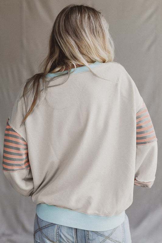 Striped Contrast Patchwork Oversized Sweatshirt