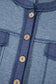 Denim Blue Patchwork Short Sleeve Jumpsuit with Pockets