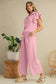 Textured Ruffle Sleeve Zip Top & Wide-Leg Pants Set