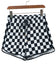 Black Checkered Drawstring Elastic Waist Casual Shorts