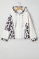 Leopard Mixed Texture Patchwork Zip Up Drop Shoulder Hoodie