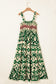 Green Boho Shirred A line Sleeveless Maxi Dress