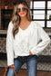Embroidered Patchwork V-Neck Top – White