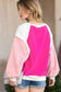 Rosy Colorblock Patchwork Plush Pullover Sweatshirt