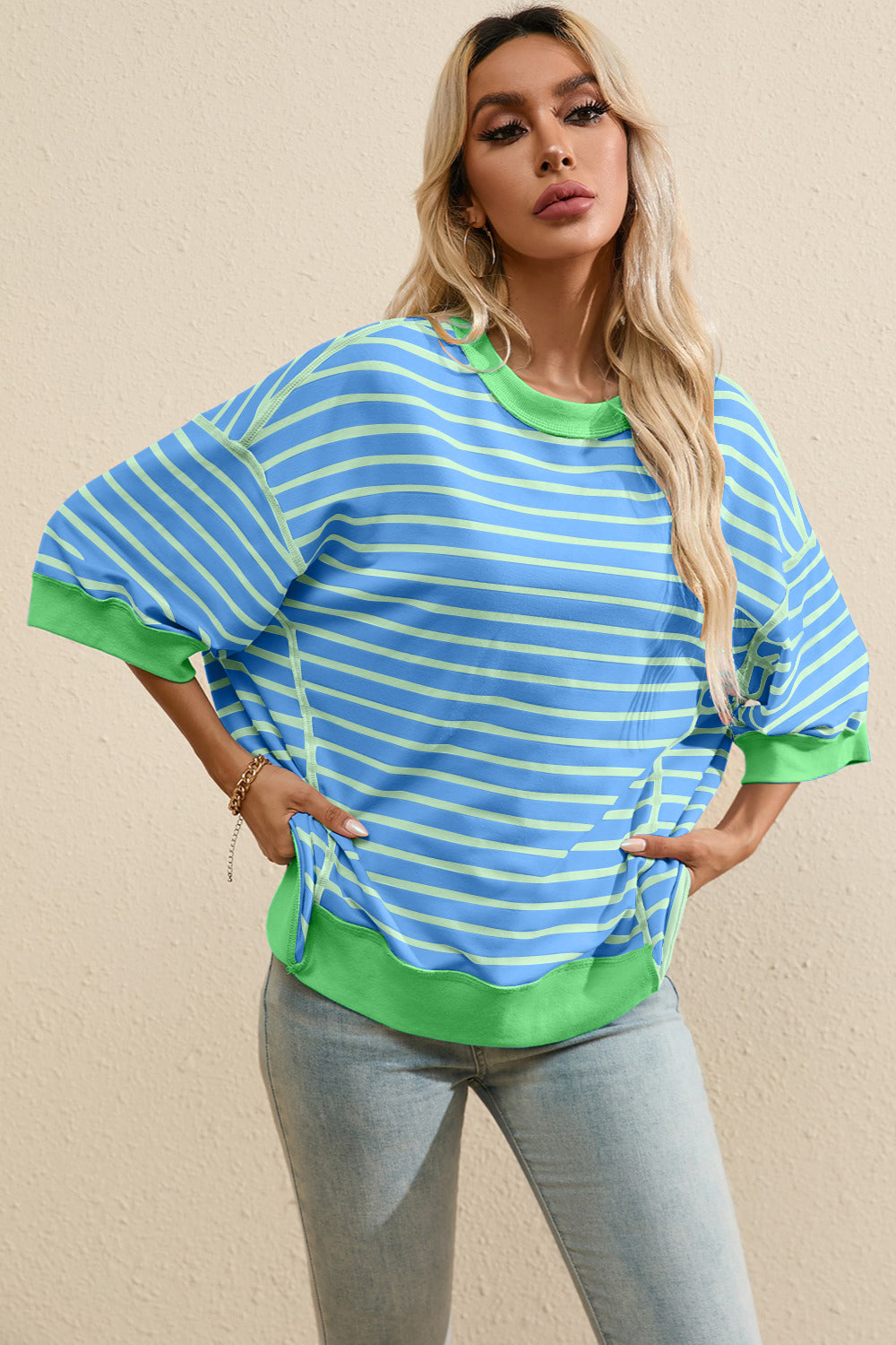 Striped Round Neck Half Sleeve T-Shirt