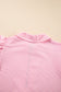 Pink Textured Ruffled Sleeve Zipped Top and Wide Leg Pants Set