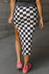 Split Checkered Midi Skirt