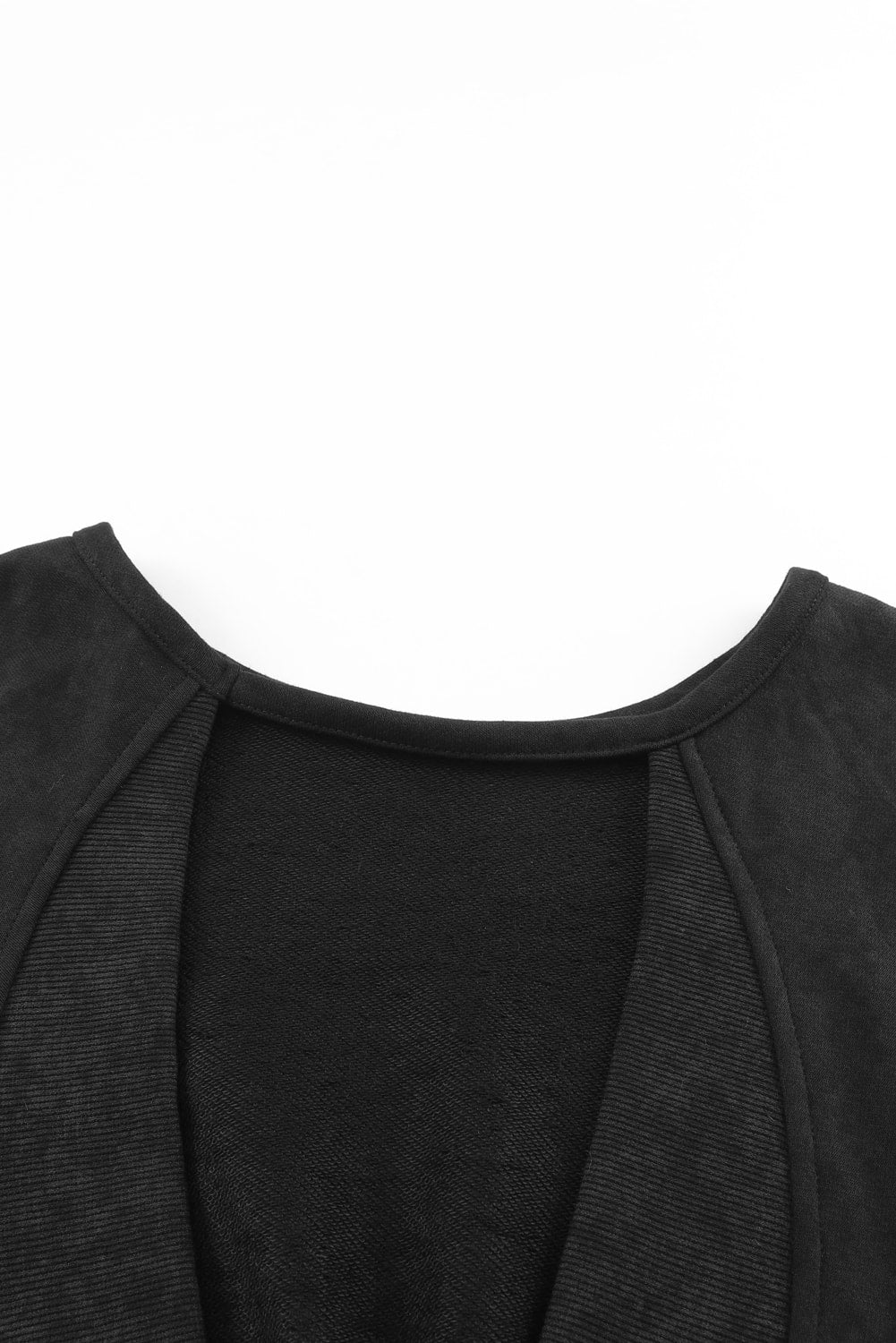 Black Casual One Strap V-shape Open Back Sweatshirt