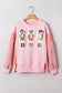 Light Pink Sequin Nutcracker Textured Sleeve Patchwork Sweatshirt