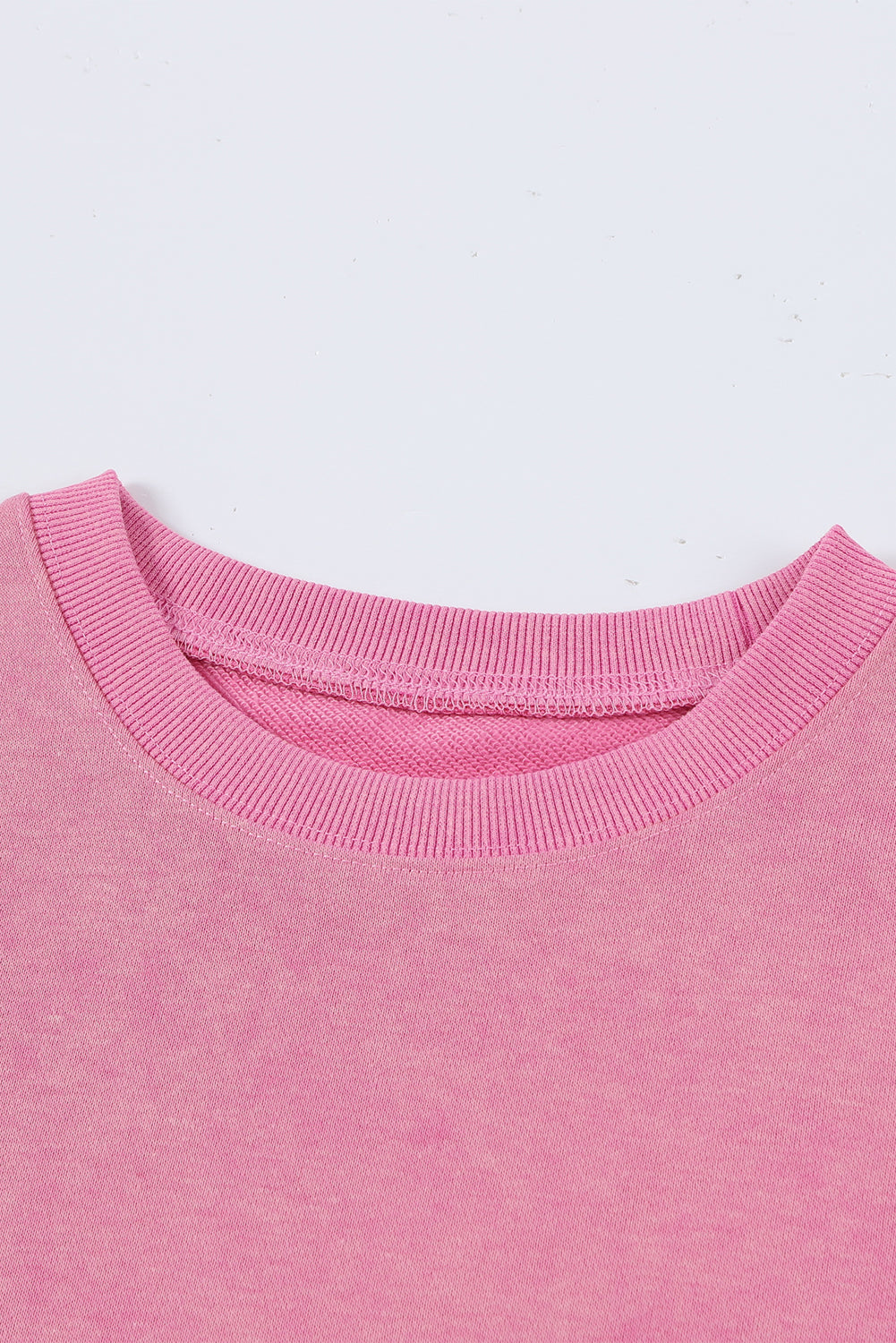 Pink Plain Drop Shoulder Ribbed Trim Oversized Sweatshirt