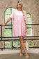 Raw Edge Pocketed Babydoll T-Shirt Dress – Pink