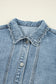 Scallop Trim Collar Pocket Button Up Denim Jacket