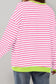 Striped Contrast Trim Drop Shoulder Sweatshirt