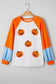 Chenille Halloween Pumpkin Patched Patchwork Long Sleeve Top