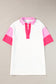 Pink Stripe Colorblock Sleeve Collared Mini Dress