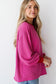 Bright Pink Corded Contrast Edge Drop Shoulder Sweatshirt