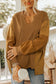 Oversized Mixed Textured Split Neck High Low Patchwork Sweatshirt
