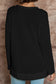 Black Plain Waffle Knit Drop Sleeve Side Slits Oversized Top