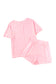 Light Pink Waffle Knit Oversize Tee and Shorts Set