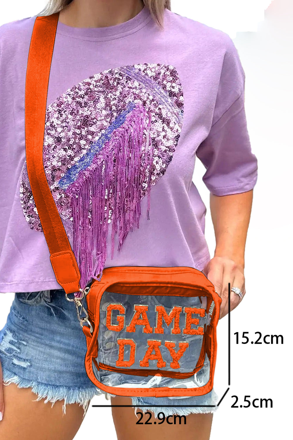 Fiery Red Chenille GAME DAY Pattern Clear Bag