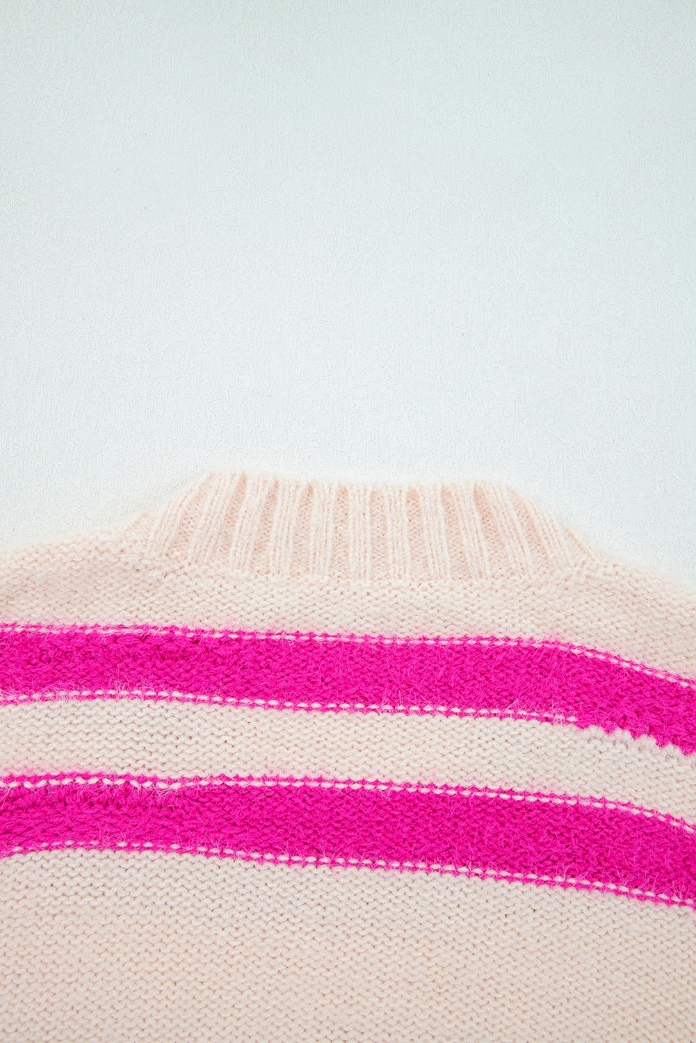 Rose Striped I Know What I Want Sequin Letter Graphic Colorblock Loose Sweater