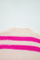 Rose Striped I Know What I Want Sequin Letter Graphic Colorblock Loose Sweater