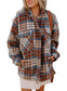 Mist Green Plaid Print Chest Pockets Turn Down Collar Shacket