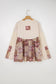 Beige Paisley Print Contrast Patchwork Long Sleeve Loose Top