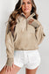 Brown Zip Up Stand Collar Thumbhole Sleeve Sweatshirt