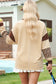 Light French Beige Football Sequins Patch Striped Patchwork Polo Sweatshirt