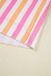 Pink Stripe Drop Shoulder Half Sleeve Loose Tee and Shorts Casual Set