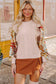Cable Knit Ruffle Detail Contrast Floral Sleeve Patchwork Sweater