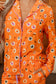 Orange Halloween Print Lapel Shirt and Pants Pajama Set