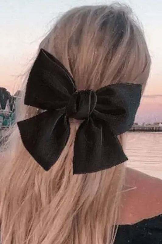 Black Elegant Oversized Ribbon Bow Hair Clip