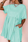 Raw Edge Pocketed Babydoll T-Shirt Dress – Mint