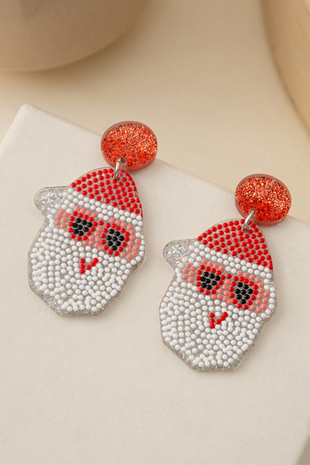 White Christmas Santa Claus Acrylic Earrings