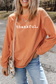 Orange Thankful Ribbed Crew Neck Thanksgiving Sweatshirt