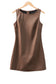 Coffee Vegan Leather Sleeveless Mini Dress