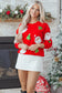 Red Santa Claus Christmas Tree Patched Pattern Drop Shoulder Sweatshirt