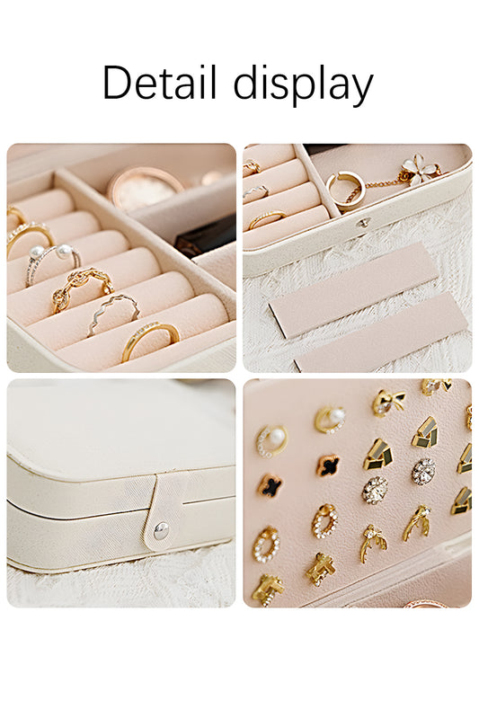 Multi Layers Lint Lined Buttoned Closure Portable Jewelry Organizer