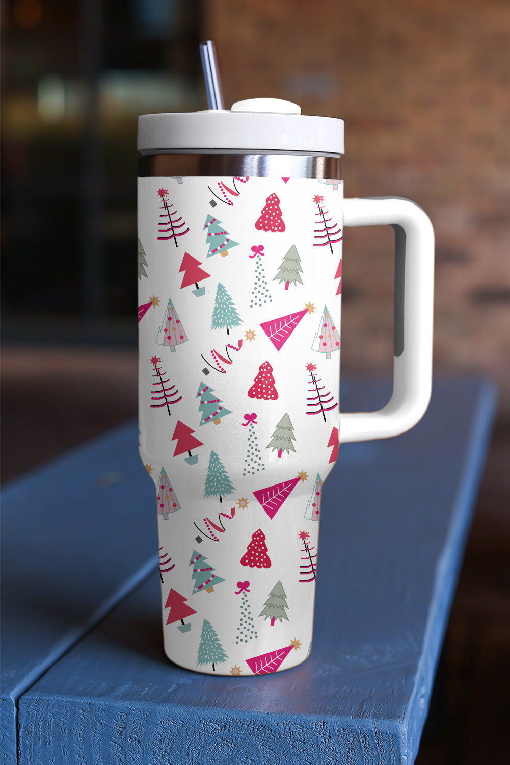 White Christmas Tree Printed 40oz Tumbler Cup