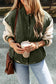 Mist Green Corduroy Fleece Patchwork Buttoned Bomber Coat