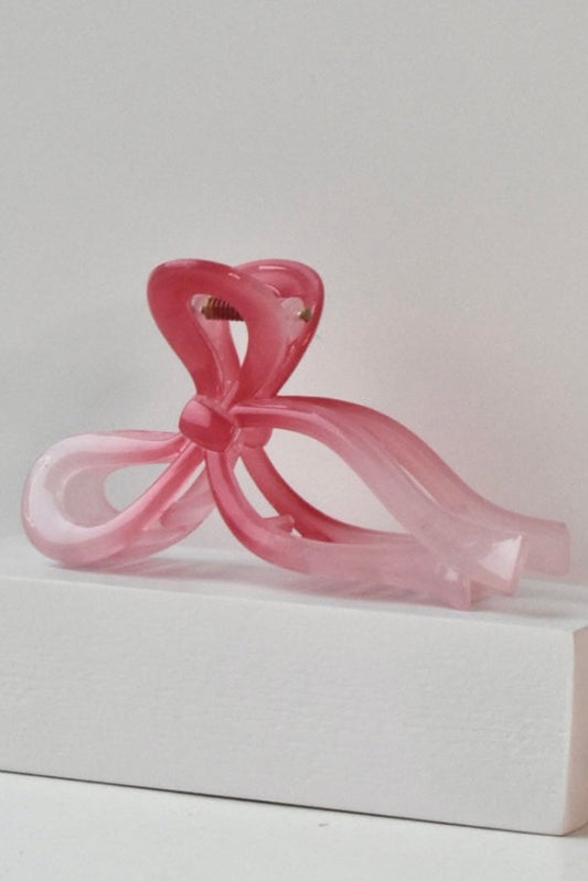 Pink Long Tail Bow Knot Shape Hair Claw