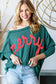 Green Merry Graphic Corded Batwing Sleeve Knit Top