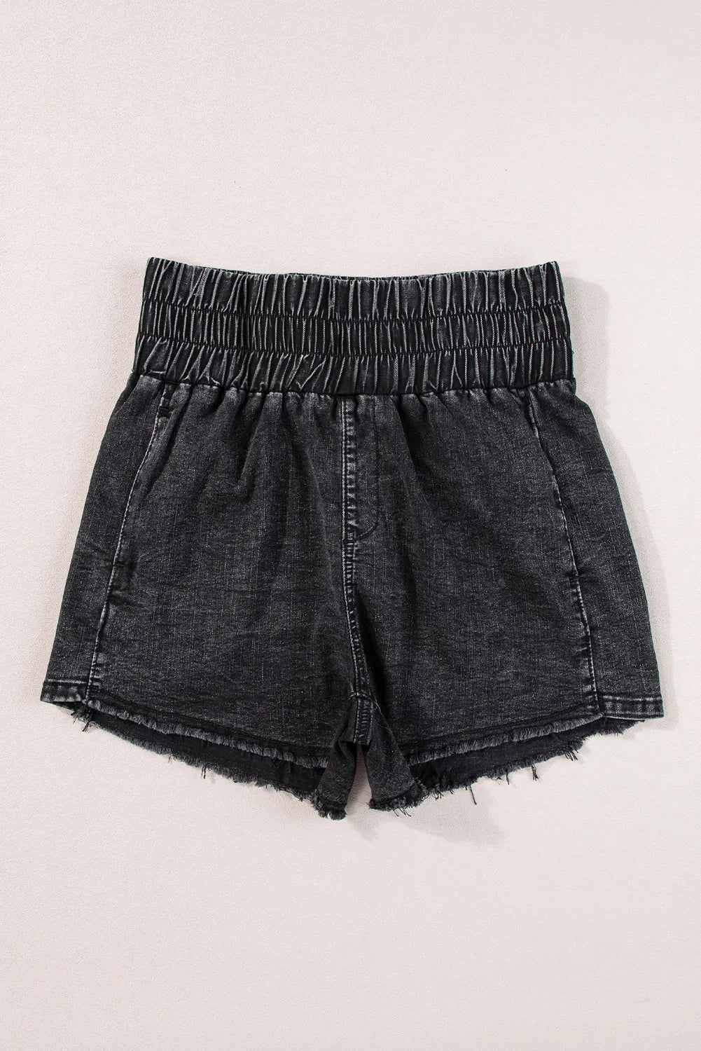 High Waist Raw Hem Denim Shorts