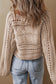 Blackish Green Hollow Out Cable Knit Cropped Sweater