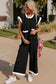 Black Color Block Pocketed T-Shirt and Wide Leg Pants Set